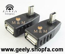 USB 2.0 A female to mini USB right + left angle male adapter connector-تبدیل یو اس بی به مینی یو اس بی (87)