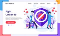 fight-virus-concept-doctor-nurses-use-sword-shield-fight-covid-19-coronavirus-website-landing-page-design-template_138260-459