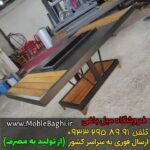 میز آتشدان باغی و ویلایی مستطیل 1*2 متر فلزی ترکیب چوب و فلز